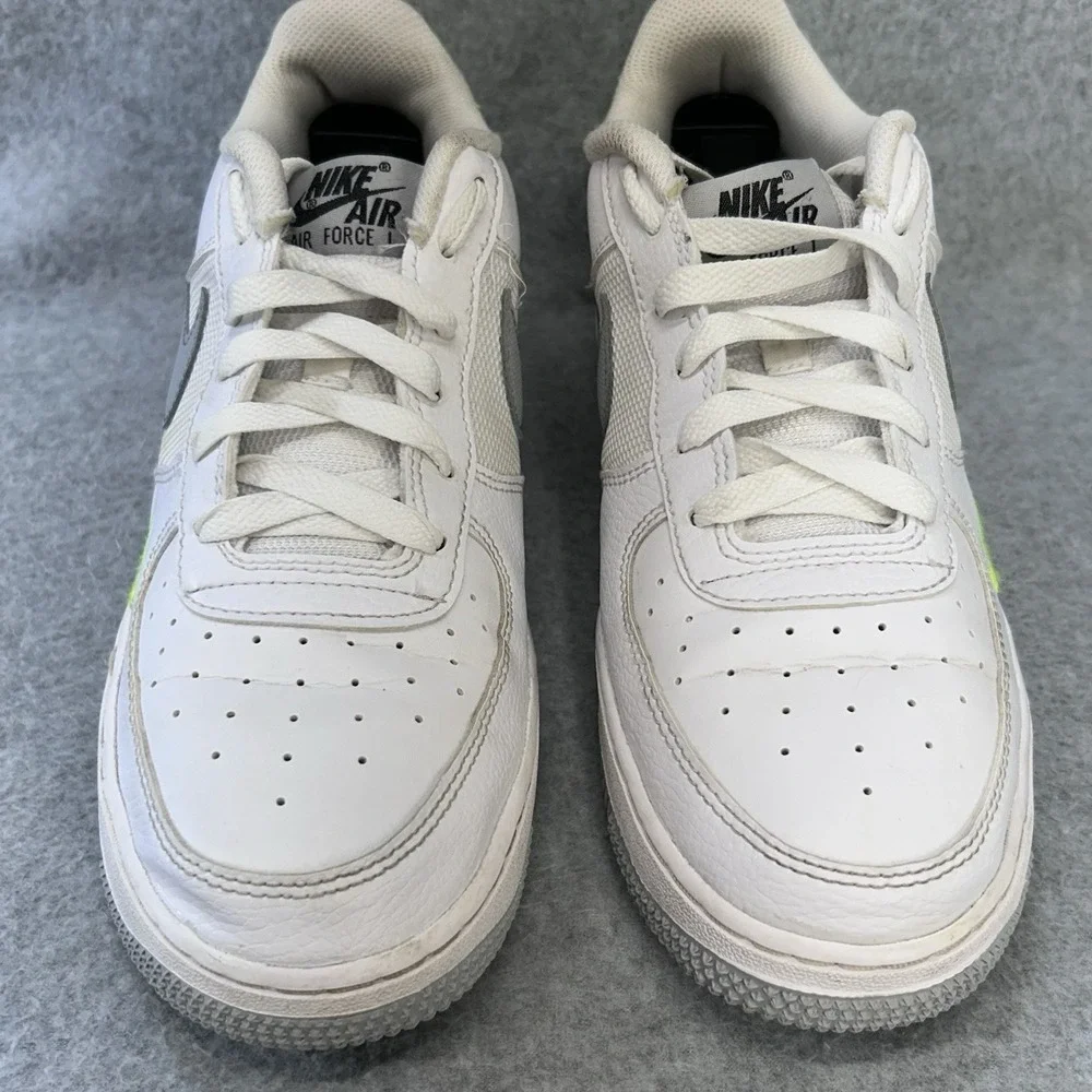 Nike Air Force 1 Low GS White Grey Volt Youth 7Y FN3875-101‎ Shoes
